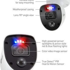 【店頭引き取り限定】Swann セキュリティカメラ 4CH DVRレコーダー 1080P カラー暗視機能 1TB搭載（最大4TB対応）スマホ遠隔監視対応 防犯録画機 点滅ライト 警告ライト カラー暗視  防犯カメラ IP66仕様  4個セット SWDVK-446804SL-JP