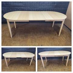 【アウトレット品】ダイニングテーブル 伸縮式ダイニングスライドテーブル 楕円形 ナチュラル 10239 