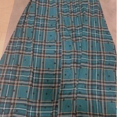 緑　チェックドット　ロングスカート