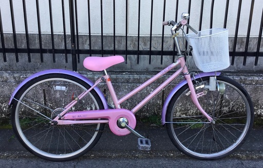 ＜良品＞22インチ・女の子向け・子供用自転車・変速なし・ピンク×パープルの人気色・お掃除済みで綺麗です