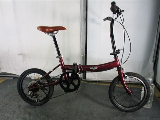 D155　★15000円★　折りたたみ中古自転車★MINI★【16インチ　えんじ 】
