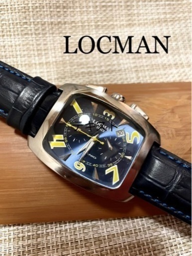 [希少:ほぼ未使用美品/稼働品]LOCMAN ITALY CHRONOGRAPH ロックマン クロノグラフ/青文字盤/腕時計