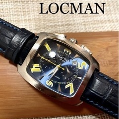 [希少:ほぼ未使用美品/稼働品]LOCMAN ITALY CHRONOGRAPH ロックマン クロノグラフ/青文字盤/腕時計