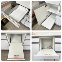 【超美品‼️】高級♪ 綾野製作所 150cm幅キッチンボード 食器棚 収納家具 鏡面仕上げホワイト♪