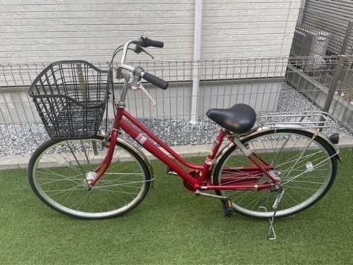 【おまけ付き】変速機能付き自転車♡27インチ 赤色 一般自転車 ママチャリ シティサイクル 27型