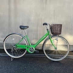 【お譲り先決定】27インチ6段変速オートLEDライト黄緑自転車 ...