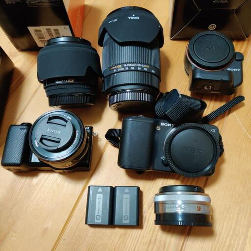 SONYミラーレス2台レンズ5本 NEX-5R NEX-3 レンズ5本 マウントアダプタ LA-EA2