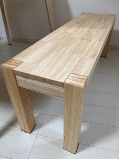 【受渡者決定】IKEA Original NORDBY ウッドベンチ、テーブル ゴムノキ無垢材　125cm
