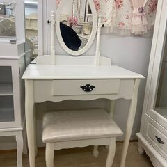 ドレッサー スツール付き ホワイト アンティーク ロココ 猫脚 輸入