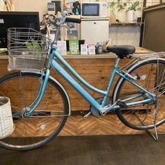 【年末セール！防犯登録料　無料！ ブリヂストン　アルベルト前後タイヤ・チューブ新品！】LEDオートライト　内装3段　27インチ自転車　水色