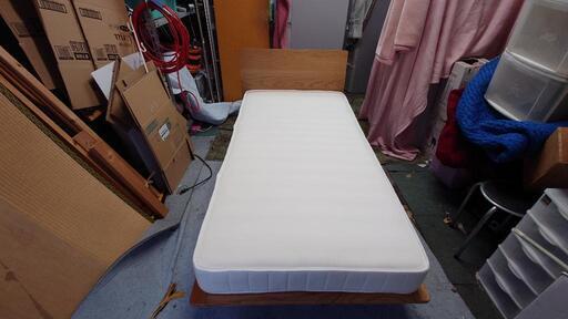 【リサイクルサービス八光】幅103㎝　無印良品　木製シングルベッド