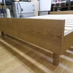 大幅値下げ！unico ワイドダブルベッド フレームのみ ADDY bed lowtype WD オーク材 幅155㎝ 天然木 ウニコ アディ ブラウン系　西岡店