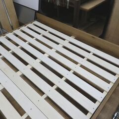 大幅値下げ！unico ワイドダブルベッド フレームのみ ADDY bed lowtype WD オーク材 幅155㎝ 天然木 ウニコ アディ ブラウン系　西岡店