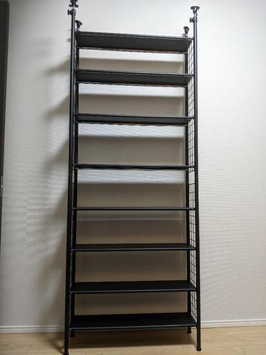 山善 フリーラック (突っ張り) スリム 幅78×奥行25×高さ209-282cm 棚板耐荷重10kg