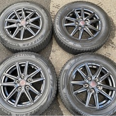 ブリヂストン BLIZZAK VRX2 195/65R15 アルミホイール 4本セット SEIN SS ブラック 15インチ×6J ノア・ヴォクシー80等 USED