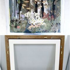 押し花アート　銘あり　押し花絵　額装　芸術　森　インテリア　飾り　壁掛け　プレストフラワー　46×55㎝　カフェ　ハンドクラフト