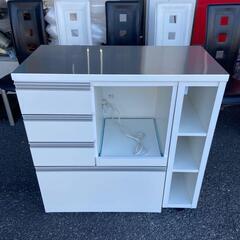 スライド伸長式カウンター ステージ90 ホワイト 幅91～126cm