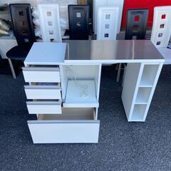 スライド伸長式カウンター ステージ90 ホワイト 幅91～126cm