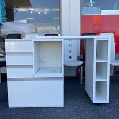 スライド伸長式カウンター ステージ90 ホワイト 幅91～126cm