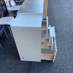 スライド伸長式カウンター ステージ90 ホワイト 幅91～126cm