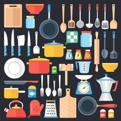 キッチン用品(フライパン、ミキサー、お皿、水切りなど)