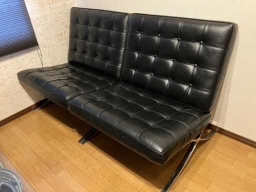 定価20万円以上　今週限定値下げ‼️バルセロナチェア　2脚セット　レザー合皮　リプロダクト　ブラック　椅子　デザイナーズ