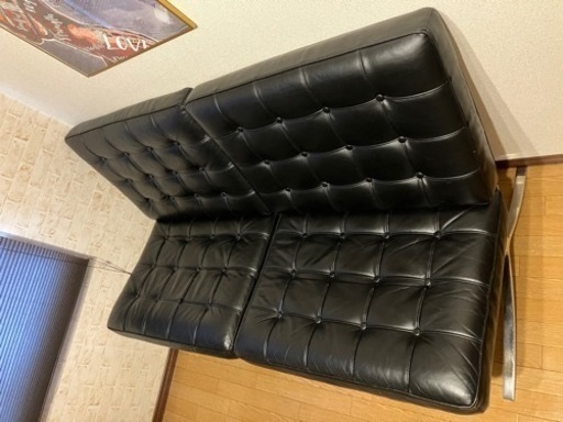 定価20万円以上　今週限定値下げ‼️バルセロナチェア　2脚セット　レザー合皮　リプロダクト　ブラック　椅子　デザイナーズ