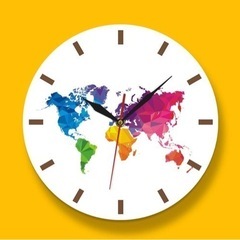 　時計　アナログ掛け時計　世界地図