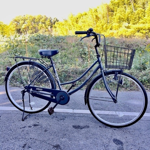 お買い得品！ANIMATO変速なし26インチ自転車（チャコールグレー）