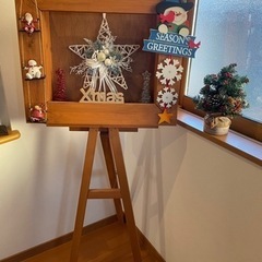 木製イーゼル　インテリア　クリスマスセット