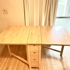 【極美品‼️】IKEA ダイニングテーブル バタフライ式 折畳可...