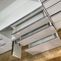 【トレファク神戸南店】シギヤマ家具　レンジボード　スライド扉ホワイト【取りに来られる方限定】