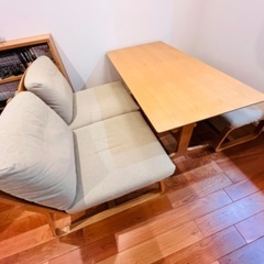 無印良品 リビングでもダイニングでもつかえるテーブル・２・オーク材 チェアセット