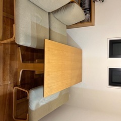 無印良品 リビングでもダイニングでもつかえるテーブル・２・オーク材 チェアセット