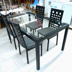 ガラス天板ダイニング5点セット リユース品
