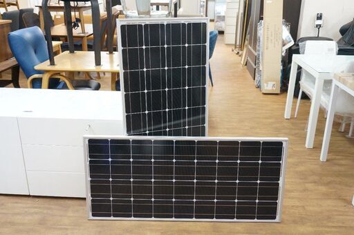 (Y)北大前! 札幌 引取 ECO WORTHY エコワージー 100W 18V ソーラーパネル 2枚セット W54×D3.5×H120cm 動作未確認 現状品 2029300