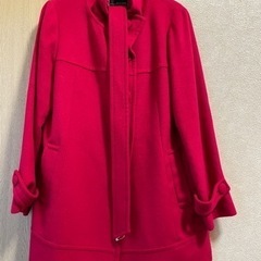 美品　22オクトーブル　１５号サイズ　赤　アンゴラセミロングコート　大きいサイズ