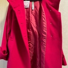 美品　22オクトーブル　１５号サイズ　赤　アンゴラセミロングコート　大きいサイズ