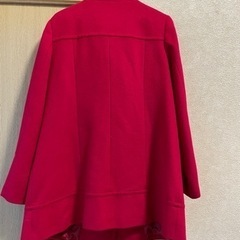 美品　22オクトーブル　１５号サイズ　赤　アンゴラセミロングコート　大きいサイズ