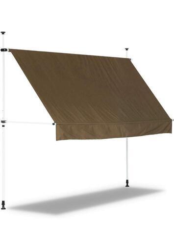 112t 未使用品  FIELDOOR つっぱり日よけスクリーン ダークブラウン 幅303cm×奥行90cm×高さ122~302cm UVカット 撥水 ベランダ テラス 簡単取付 y112702t