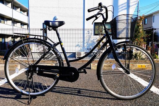 26インチ 自転車　カゴ・ライト・鍵付き　適正身長140ｃｍ以上