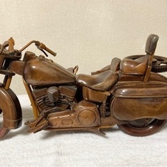 木製バイク模型　サイドカー付き　幅33cm