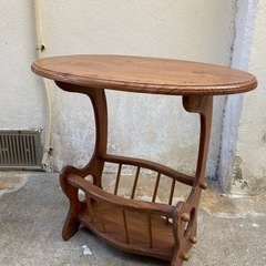 ［お相手決定］木製サイドテーブル オーバルデザイン