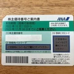 ANA 株主優待　航空券　11/30まで