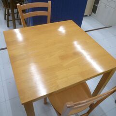 複数在庫 ダイニングセット 2人掛け 幅80×奥行80×高さ70cm テーブル+イス2脚セット 正方形 木製 家具 苫小牧西店