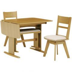 ★【ナフコ】テーブル+チェア2脚+ベンチ　伸縮ダイニングテーブル...