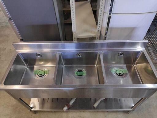 ステンレス3槽流し台 W1300『中古良品』