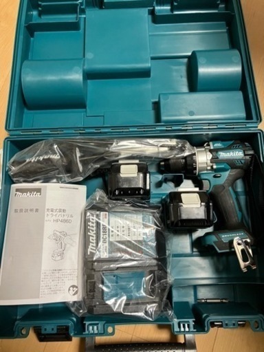 未使用品・makitaマキタ 充電式震動ドライバドリル HP486DRGX　バッテリ2個　18V