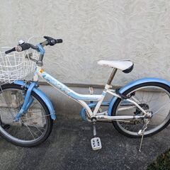 自転車　22インチ　白&水色