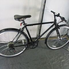 Ｄ165★19800円★整備済み スポーツ中古自転車 ブラック　LEDオートライト　6段変速【クロスバイク】